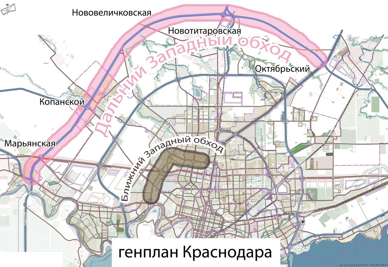 Западный обход краснодар карта